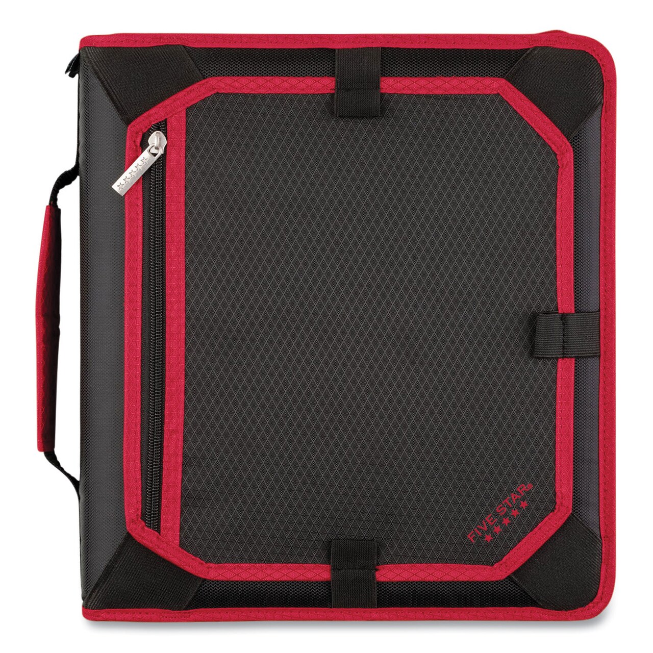 Five Star Zipper Binder, 3 Rings, 2" Capacity, 11 x 8.5, Black/Red Accents